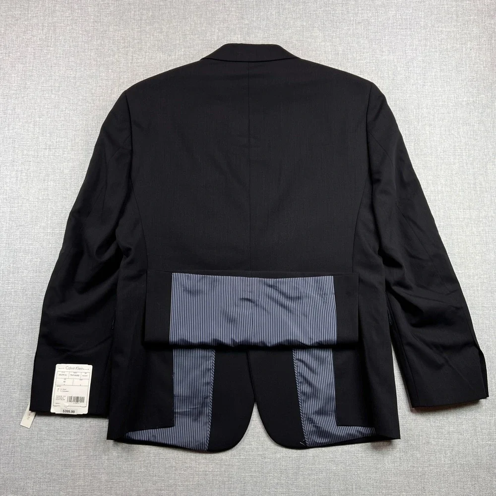 Calvin Klein Extreme Slim Fit Wool Blazer Men 42 Short Navy Preppy‎ Office NEW